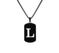 HIJONES Uomo Donne Acciaio Inox Hip Hop Square Hollow 26 Lettera Nome Pendente Collana Punk Sporting Catene da Motociclista Nero L