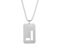 HIJONES Uomo Donne Acciaio Inox Quadrato Cavo Iniziale 26 Lettera Nome Coppia Collana Fascino Alfabeto Dog Tag Catena Regalo Argento L