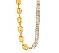 HIJONES Uomo Donne Acciaio Inox Trendy Chicco di caffè Naso di Maiale Zirconia Patchwork Catena Collana Gioielli di Charme Oro