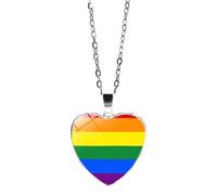 HIJONES Uomo Donne Acciaio Inox Trendy Doppia Faccia Cuore Arcobaleno Coppia Pendente Collana Gay Lesbiche Pride Gioielli Stile 11
