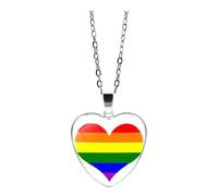 HIJONES Uomo Donne Acciaio Inox Trendy Doppia Faccia Cuore Arcobaleno Coppia Pendente Collana Gay Lesbiche Pride Gioielli Stile 6