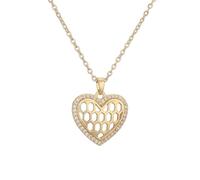 HIJONES Zircone Cubo Cavo Cuore Charm Ciondolo Collana Acciaio Inox Delicato Link Catena Gioielli Argento