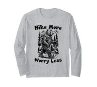 Hike More Worry Less Funny Cub Scouts BSA Hiking Bear Maglia a Manica