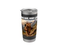 Hike More Worry Less Orso escursionista divertente Avventura Bicchiere termico in acciaio inox doppia parete