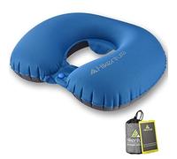 HIKENTURE Cuscino gonfiabile da viaggio leggero, portatile, a forma di U, per campeggio, escursionismo, ufficio, casa, auto, aereo, treno e autobus (blu)