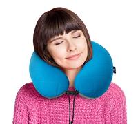 HIKENTURE Cuscino per il collo gonfiabile, con rivestimento rimovibile e lavabile; cuscino da viaggio, cuscino cervicale, per auto, treno, cuscino per il collo, cuscino gonfiabile, da viaggio, piccolo