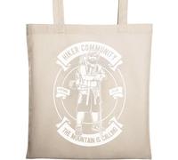 Hiker The Mountain is Calling - Borsa tote in cotone ecologico naturale, beige
