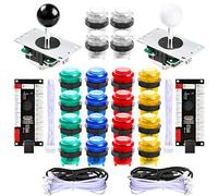 Hikig - Kit di componenti per giochi arcade a 2 LED, 2 codificatori USB + 2 joystick arcade + 20 pulsanti arcade LED per Raspberry Pi e Windows