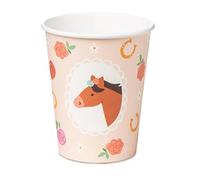 HIKIhooray Bicchieri cavalli - 220 ml - Confezione da 6 - Mix di colori pastello - Bicchieri per feste di compleanno e pony - Set di stoviglie adatte alla collezione cavalli