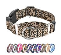 Hikiko Collare martingala per cani, Collare classico leopardato per cani di taglia piccola, media e grande, durevole, a prova di fuga (leopardo, S)