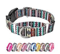 Hikiko Collare per cani martingale con stampa tribale della Boemia, collare per cani in nylon morbido e resistente, per cani di taglia piccola, media e grande, per addestramento e passeggiate (tribale