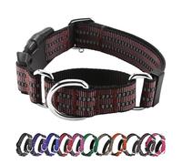 Hikiko Martingale Dog Collars Reflective Nylon Dog Collar with Quick Release Buckle Adjustable Training No Slip Dog Collar (Medium, Coffee Brown)