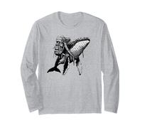 Hiking Blue Whale Backpacking Animals Funny Cottagecore Maglia a Manica