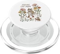 Hiking Cat Mom Cute Floral Adventure PopSockets PopGrip per MagSafe
