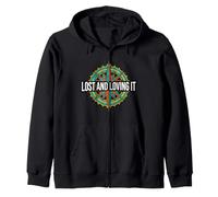 Hiking Compass Topography Lost And Loving It Felpa con Cappuccio