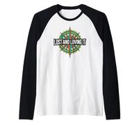 Hiking Compass Topography Lost And Loving It Maglia con Maniche Raglan