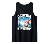 Hiking Gnome Graphic With Sayings Camping Is My Therapy Canotta