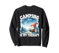 Hiking Gnome Graphic With Sayings Camping Is My Therapy Felpa