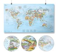 Hiking Map by Awesome Maps - Mappa del mondo illustrata per escursionisti ed esploratori - riscrivibile - 97,5 x 56 cm