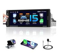 Hikity 1 Din Android 15 [2+32GB] Autoradio Senza Fili Carplay Android Auto, 6,9 Pollici GPS Schermo Auto Stereo con Bluetooth Mirror Link WIFI FM/RDS/USB/SWC+Telecamera Posteriore