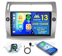 Hikity 2+64G Android 15 Autoradio per Citroen C4 2004-2009/C-Quatre 2008-2011 Radio Carplay Android Auto, 9 Pollici IPS Touch Screen Radio con Telecamera Bluetooth Navi WiFi DSP EQ Mirror Link