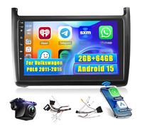 Hikity 2+64G Android 15 Autoradio per Volkswagen POLO 2011-2016 CarPlay Android Auto Wireless Schermo 9 Pollici Auto Radio Bluetooth Mirror Link Navi GPS WiFi FM RDS SWC EQ