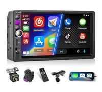 Hikity 2 Din Autoradio CarPlay Android Auto, Stereo Auto Touch Screen da 7 Pollici Blluetooth Autoradio con Retromarcia Mirror Link per Android/iOS USB AUX TF