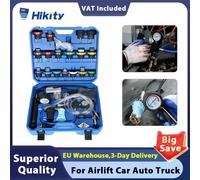 Hikity 28pcs Tester di pressione del liquido di raffreddamento del radiatore Kit di strumenti di ricarica del vuoto Kit di sistema di raffreddamento del tipo di vuoto Kit di ricarica di spurgo del BLU