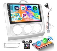 Hikity 2G 32G Stereo Auto per Ford Focus Exi MT 2 3 Mk2/Mk3 2004-2011 Android 15 Wireless Carplay Android Auto 9'' Autoradio con GPS Bluetooth Mirror Link WIFI RDS FM Telecamera Posteriore (argento)