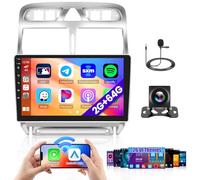 Hikity 2G+64G Autoradio per Peugeot 307/307CC/307SW 2002-2013 Android 15 Wireless Carplay Radio Stereo Auto con 26UI 9 Pollici Schermo Android Auto GPS WIFI Bluetooth EQ FM RDS Telecamera Posteriore