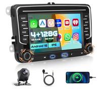 Hikity 4+128G Android 15 autoradio con Wireless CarPlay Android Auto per VW Golf 5 6 Passat Polo Tiguan Touran Caddy Skoda schermo IPS 7 pollici con FM RDS EQ BT navigazione GPS WiFi USB