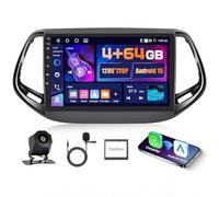 Hikity 4+64G 10.1" Autoradio Android per Jeep Compass 2017-2020 | IPS Touchscreen Wireless Carplay Autoradio 2 DIN GPS Navi Bluetooth 5.0 5G WiFi FM/RDS Retrocamera Comandi al Volante 4+64G
