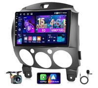 Hikity 4+64G Android 15 Autoradio per Mazda 2 2007-2014, 9 Pollici Touchscreen Schermo Auto Radio con CarPlay Android Auto Wireless BT Mirror Link Backup Camera Navi GPS WiFi FM RDS SWC