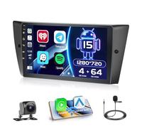Hikity 4+64G per BMW 3 E90 E91 E92 E93 Autoradio Android con Touch Screen da 9 Pollici, Radio Carplay Android Auto con Navigazione GPS/Mirror Link/Hi-Fi/Bluetooth+AHD Backup Camera
