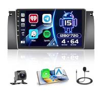 Hikity 4+64G per BMW E39 E53 M5 X5 1996-2007 Autoradio Android con Touch Screen da 9 Pollici, Radio Carplay Android Auto con Navigazione GPS/Mirror Link/Hi-Fi/Bluetooth+AHD Backup Camera