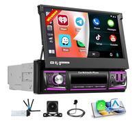 Hikity [4+64GB] Android 15 DAB Autoradio, Wireless CarPlay Android Auto Mirror Link Radio, Customized home page Schermo 7" Manuale Flip Out Radio AI DSP Bluetooth5.0 Navi GPS EQ WiFi FM RDS