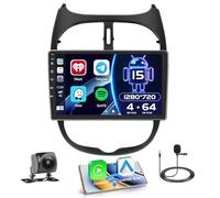 Hikity 4+64GB Android 15 Radio Wireless Carplay Android Auto per Peugeot 206/206CC 2001-2016 Cirteon C2 con Touch Screen da 9 Pollici Navi GPS Mirror Link HiFi AI DSP Bluetooth Backup Camera