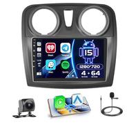 Hikity 4+64GB Android 15 Radio Wireless Carplay Android Auto per Renault Dacia SANDERO 2014-2017 con Touch Screen da 9 Pollici Navi GPS Mirror Link HiFi AI DSP Bluetooth Backup Camera