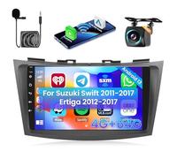 Hikity 4+64GB Android 15 Radio Wireless Carplay Android Auto per Suzuki Swift 2011-2017/Ertiga 2012-2017 con Touch Screen da 9 Pollici Navi GPS Mirror Link HiFi AI DSP Bluetooth Backup Camera