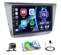 Hikity 4+64GB per Seat Altea 2004-2016 Autoradio Android con Touch Screen da 9 Pollici, Radio Carplay Android Auto con Navigazione GPS/Mirror Link/Hi-Fi/Bluetooth+AHD Backup Camera
