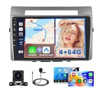 Hikity 4G+64G Autoradio Android 15 per Toyota Corolla Verso 2004-2009 Stereo Auto 2 Din Wireless Carplay Android Auto 9 Pollici Touchscreen con GPS WiFi Radio FM/RDS 32EQ BT Camera MIC
