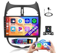 Hikity Autoradio per Peugeot 206 206CC 2001-2016/Cirteon C2 2G+64G Android 15 Wireless Carplay Radio Stereo Auto con 26UI 9 Pollici Schermo Android Auto GPS WIFI Bluetooth EQ FM RDS MIC Telecamera
