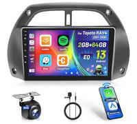 Hikity Autoradio per Toyota RAV4 2001-2006 2G+64G Android 15 Wireless Carplay Radio Stereo Auto con 26UI 9 Pollici Schermo Android Auto GPS WIFI Bluetooth EQ FM RDS MIC Telecamera Posteriore