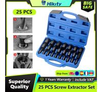 Hikity Set di estrattori per viti da 25 pezzi, estrattore per bulloni multi-spline a testa esagonale Easy Out Se Cr-Mo per rimozione bulloni arrotondati con scatola