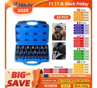 Hikity Set di estrattori per viti da 25 pezzi Set di estrattori per bulloni Multi-Spline a testa esagonale, Set di estrattori per viti danneggiate per la rimozione