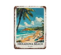 Hikkaduwa - Poster in metallo, stile retrò, stampa turistica sulla spiaggia, stile chic, retrò, pittura in ferro, per bar, grotte, bar, famiglia, garage, decorazione da parete, 30 x 40 cm