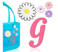 Hikkcos 5 ciondoli a forma di lettera per borse Bogg, accessori per borse Bogg, clip per inserire ciondoli decorativi con lettere dell'alfabeto, per borsetta, borsa da spiaggia, semplice e moderna,