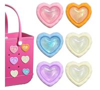 Hikkcos 6 ciondoli a forma di cuore per accessori per borse Bogg, clip per borse da spiaggia, ciondoli per borse del sud