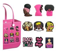 Hikkcos Ciondoli rosa e neri per borse Bogg Clip Inserto Bogg Bag Accessori per borse da donna, ciondoli per borse semplicemente meridionali, borsa in gomma, Small, Metallo, Nessuna pietra preziosa