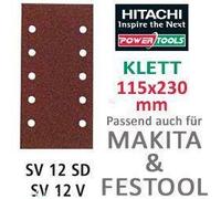 Hikoki 753061 Carta abrasiva per levigatrice orbitale da 115 x 230 mm, grana 40 con velcro, 10pezzi